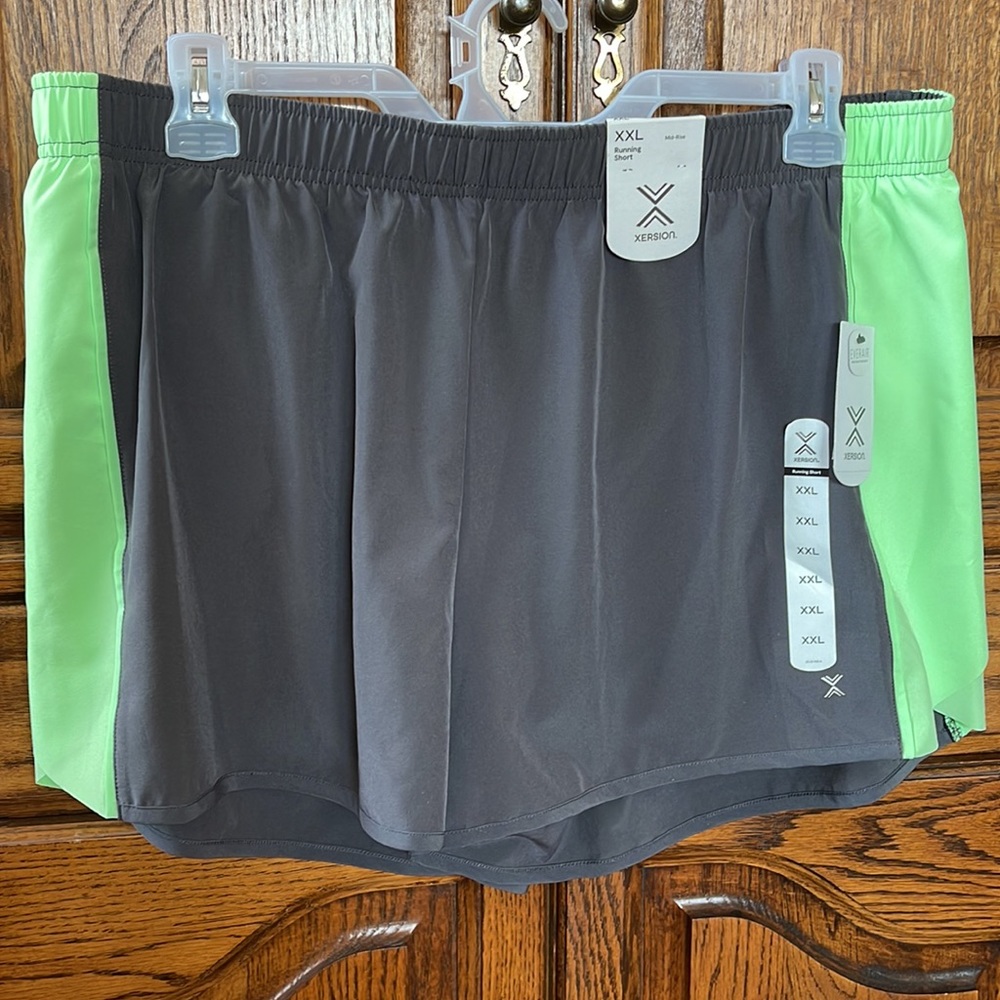 NWT XERSION LIME GREEN/GRAY RUNNING SHORTS  SZ XXL